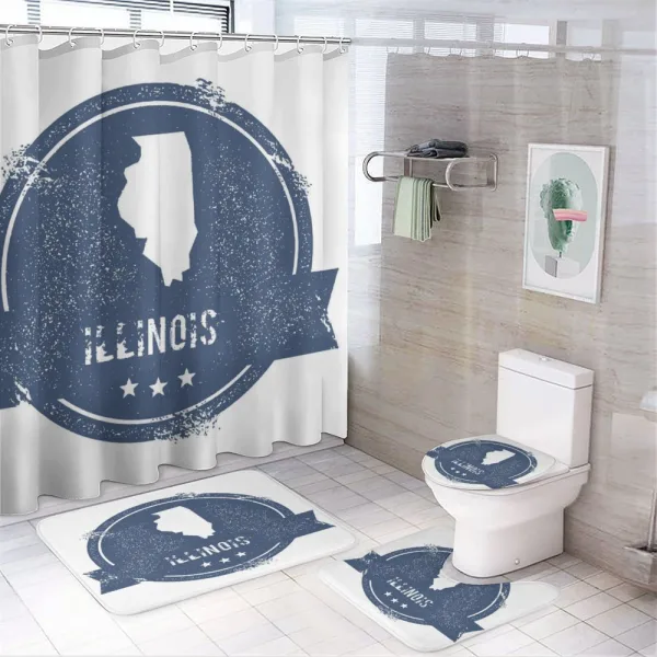 Grunge Design Map Stamp on a shower curtain