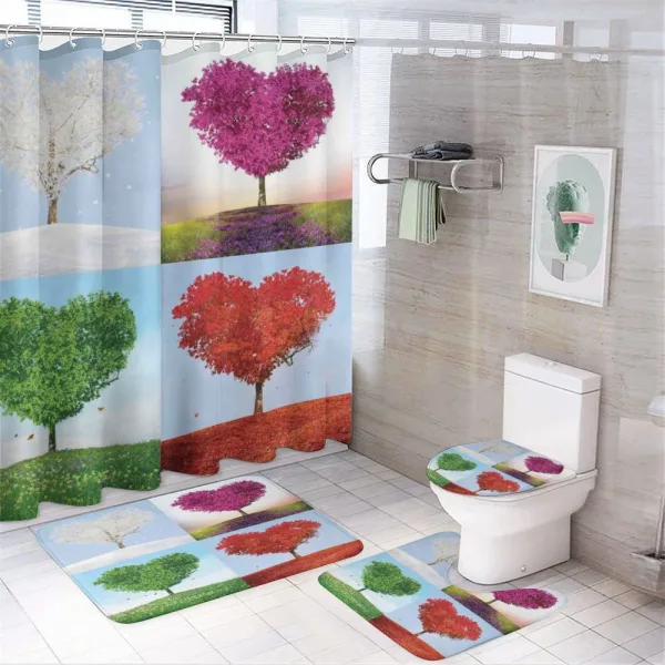Heart Trees Pattern on a shower curtain