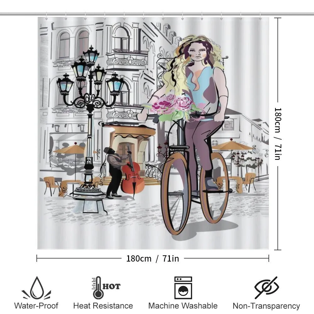 Lady Rides Bicycle Roses — Detail 2