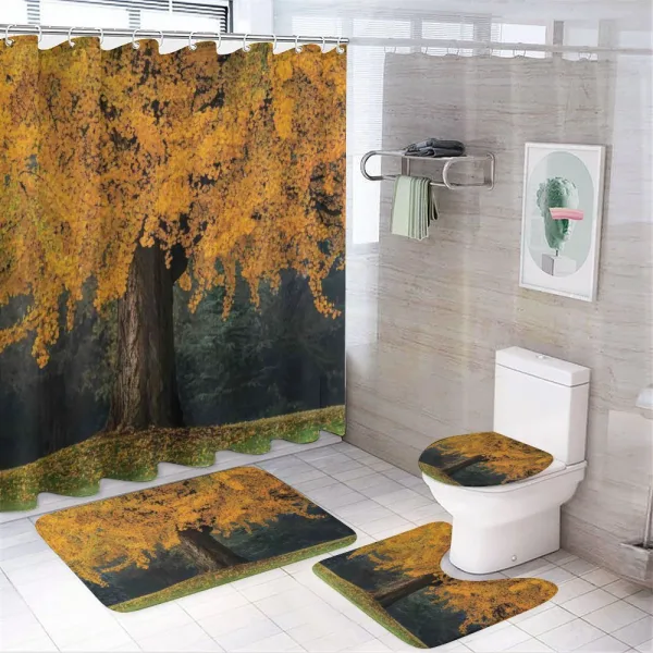 Leaves Tree Autumn Season on a shower curtain