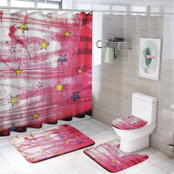 Red Grunge Celestial on a shower curtain