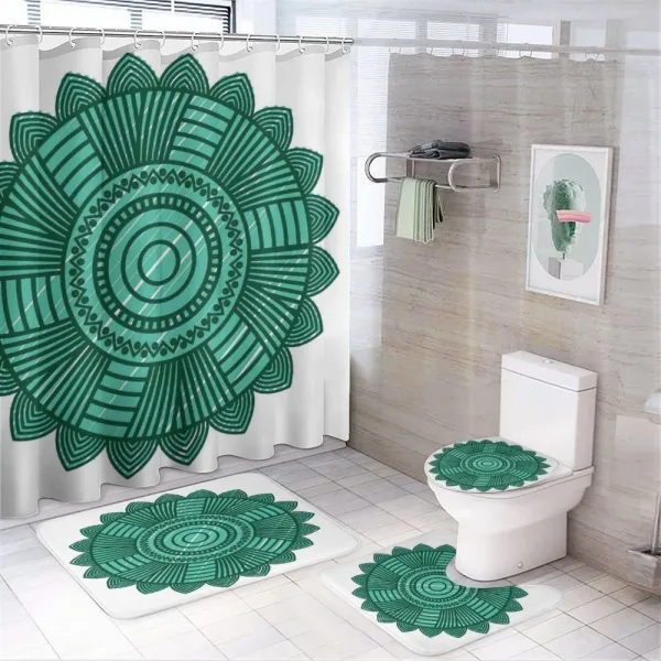 Round Eastern Flower on a shower curtain