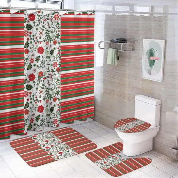 Stripes Floral Border on a shower curtain