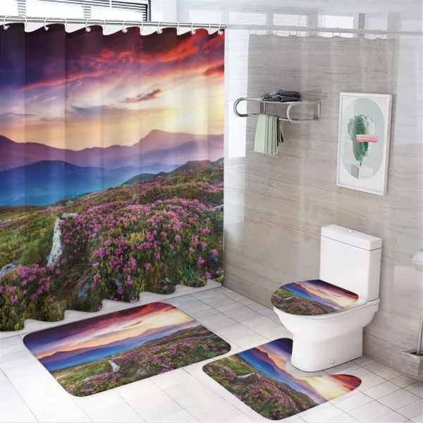 Summer Day Floral Panorama on a shower curtain