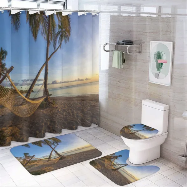 Summer Time Hammock on a Beach on a shower curtain