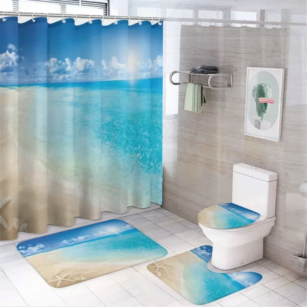 Sunny Seashore and Shells on a shower curtain