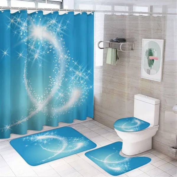 Swirling Stars with Tail Art on a shower curtain
