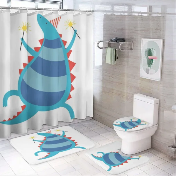 T-Rex Cartoony Art Nursery on a shower curtain
