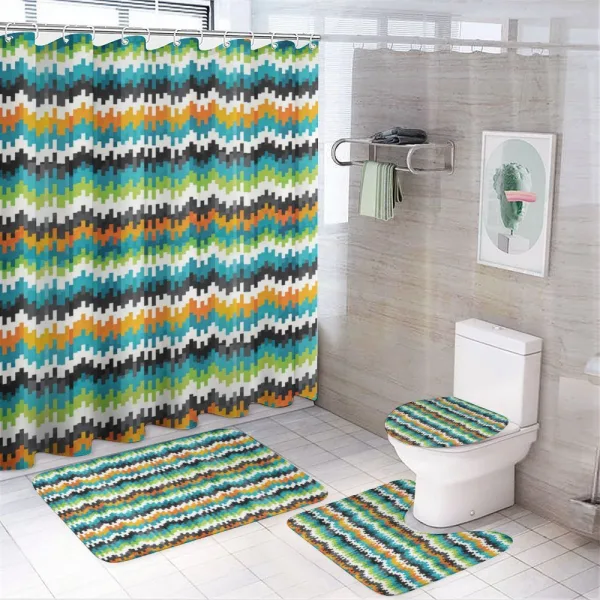 Trippy Forms Motif on a shower curtain