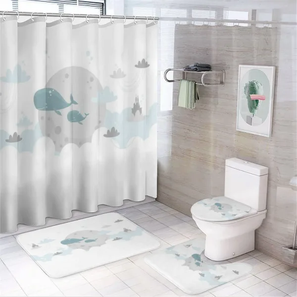 Whales Moon Castles on a shower curtain