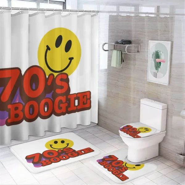 70s Boogie Funny Emoticon on a shower curtain