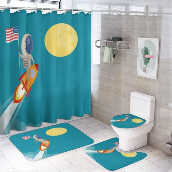 Astronaut Flying to the Moon on a shower curtain