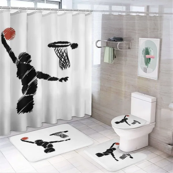 Basketball Player Artwork on a shower curtain