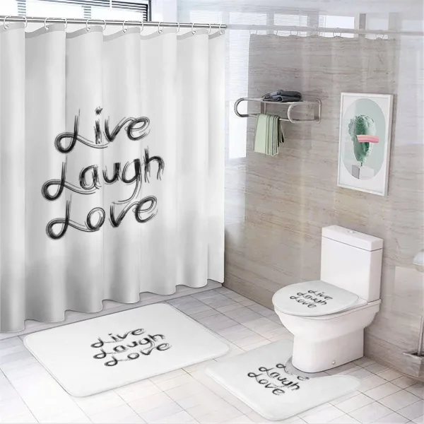 Black Words on a shower curtain