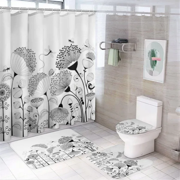 Blooming Flower Bee on a shower curtain