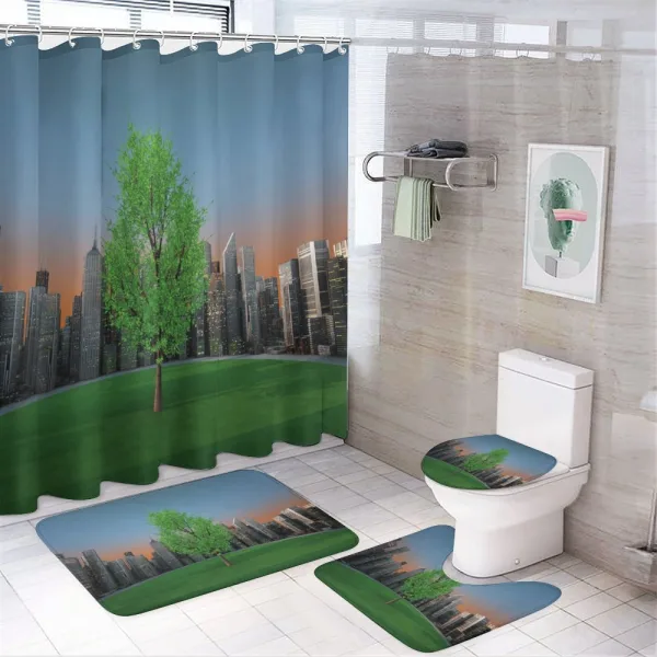 Cityscape Modern Garden on a shower curtain