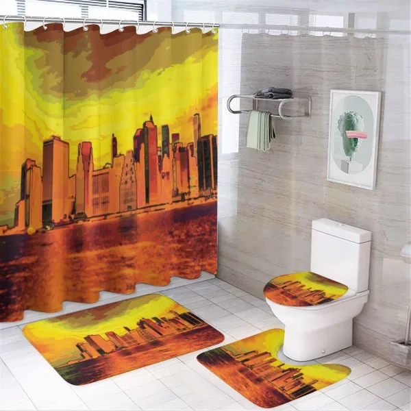 Computer Graphics Skyline on a shower curtain