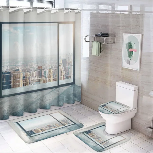 Empty Loft Cityscape on a shower curtain