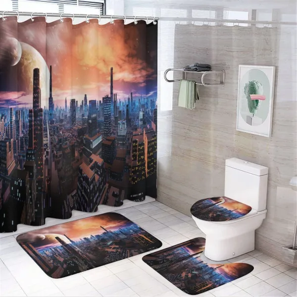 Futuristic Distant World on a shower curtain