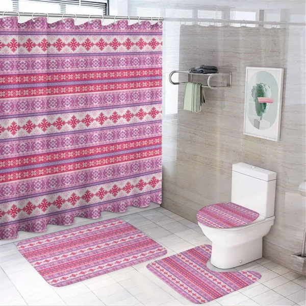 Geometric Snow December on a shower curtain