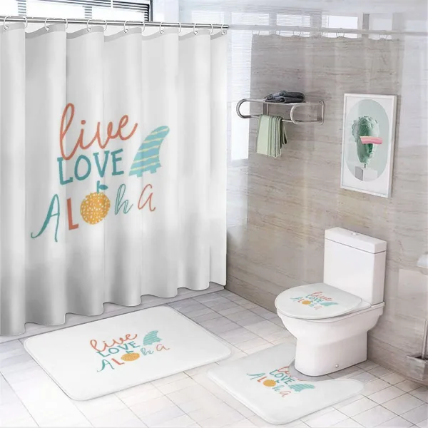Live Love Aloha Fruit on a shower curtain