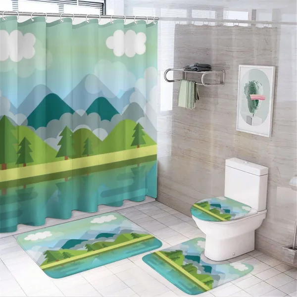 Simplistic Landscape on a shower curtain