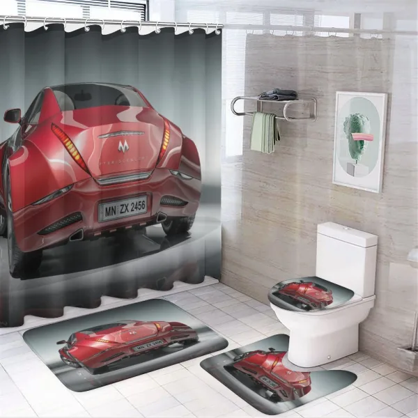 Sports Car Powerful Engine on a shower curtain