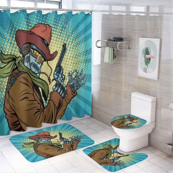 Western Style Robot Cowboy on a shower curtain