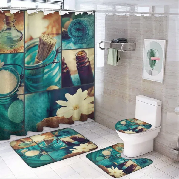 White Daisies Collage on a shower curtain