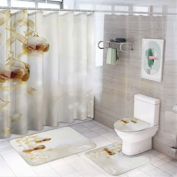 Xmas Balls Modern on a shower curtain