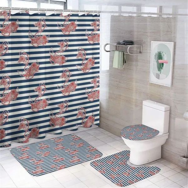 Anchor Striped Backdrop on a shower curtain