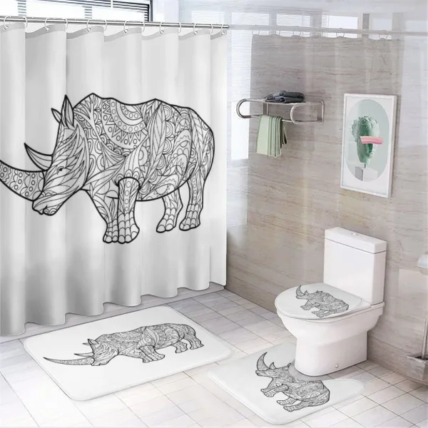 Animal Sketch with Flowers on a shower curtain