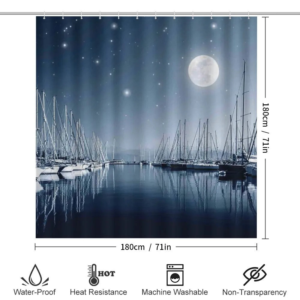 Calm Marina at Night Moon — Detail 2