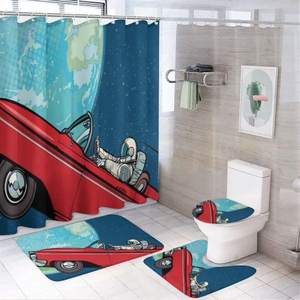 Cosmonaut in a Car on a shower curtain