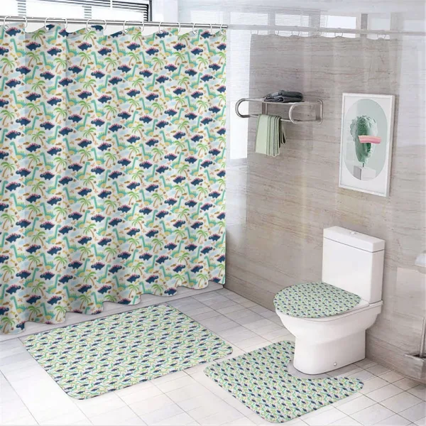 Dinosaurs Funny Doodle on a shower curtain