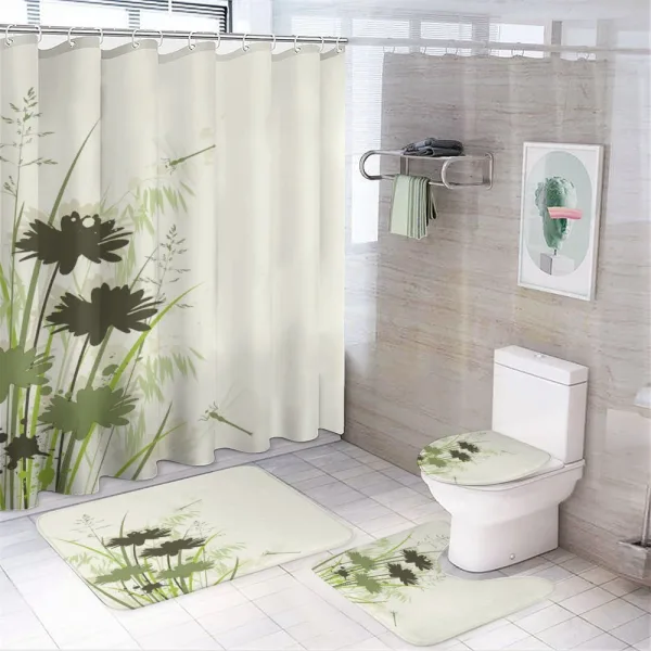 Flowers Leaves Dragonfly on a shower curtain