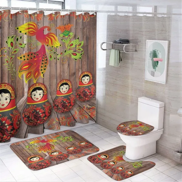 Folkloric Russian Dolls on a shower curtain
