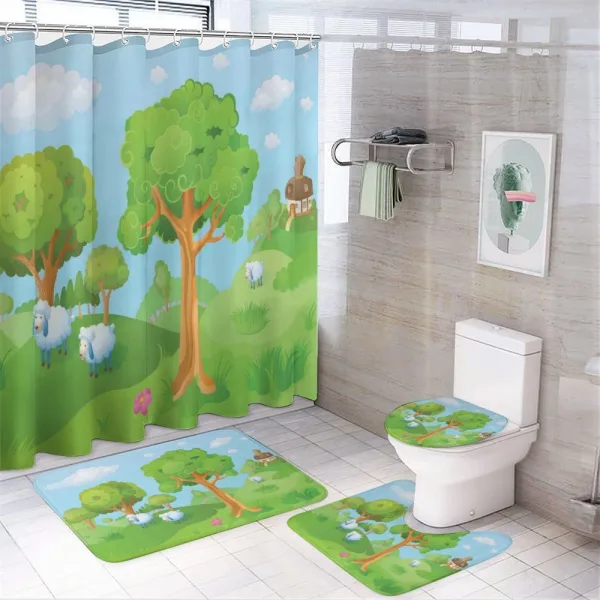 Lambs on Grasses on a shower curtain