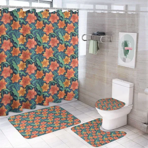 Lilly Flowers Doodle on a shower curtain
