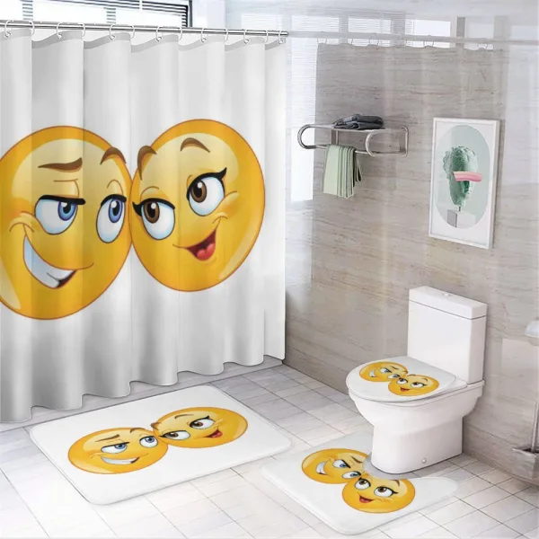 Loving Emoticon Couple on a shower curtain
