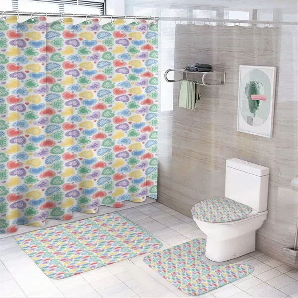 Patchwork Style Hearts on a shower curtain