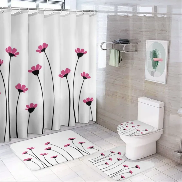 Pink Daisy Blossoms on a shower curtain