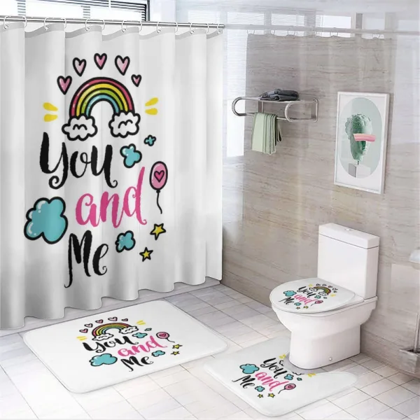 Rainbow Romance on a shower curtain