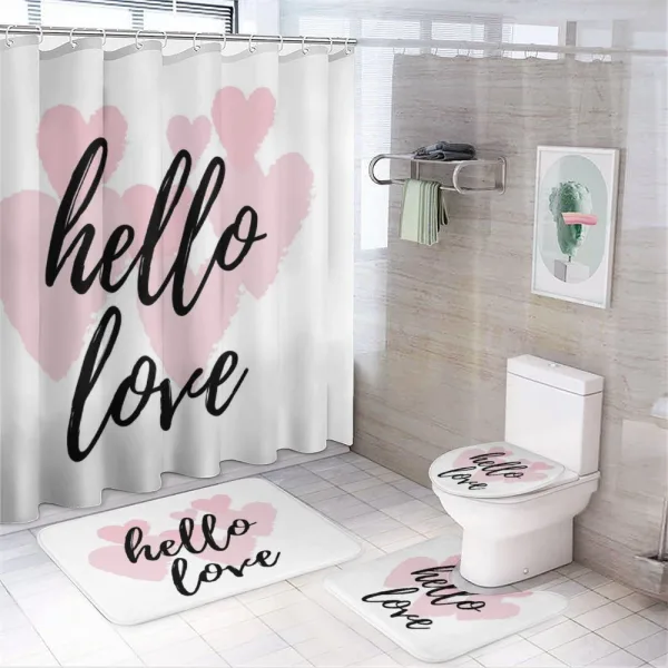 Romantic Phrase Hearts on a shower curtain