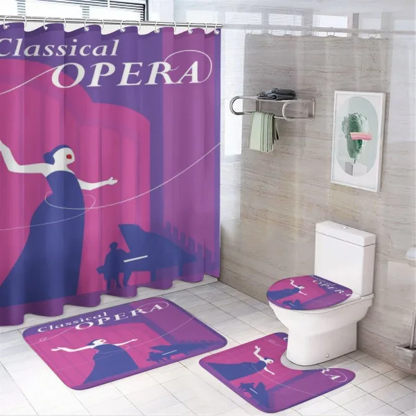 Singing Woman and Pianist on a shower curtain