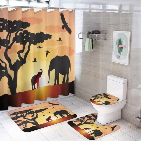 Sunset Animal Tree on a shower curtain