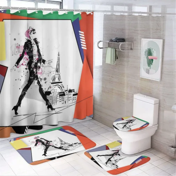 Tower Walking Girlrt on a shower curtain