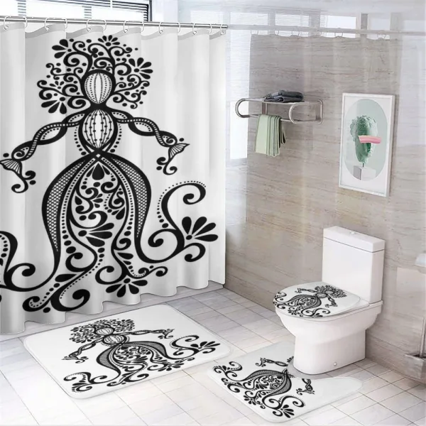Woman Shape Vintage Ornate on a shower curtain