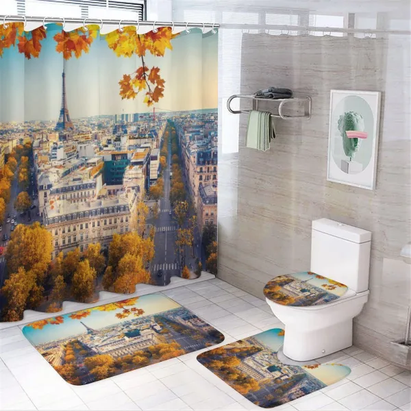 Aerial View Eiffel Tower on a shower curtain
