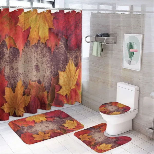Bunch of Autumn Leaves Wood on a shower curtain
